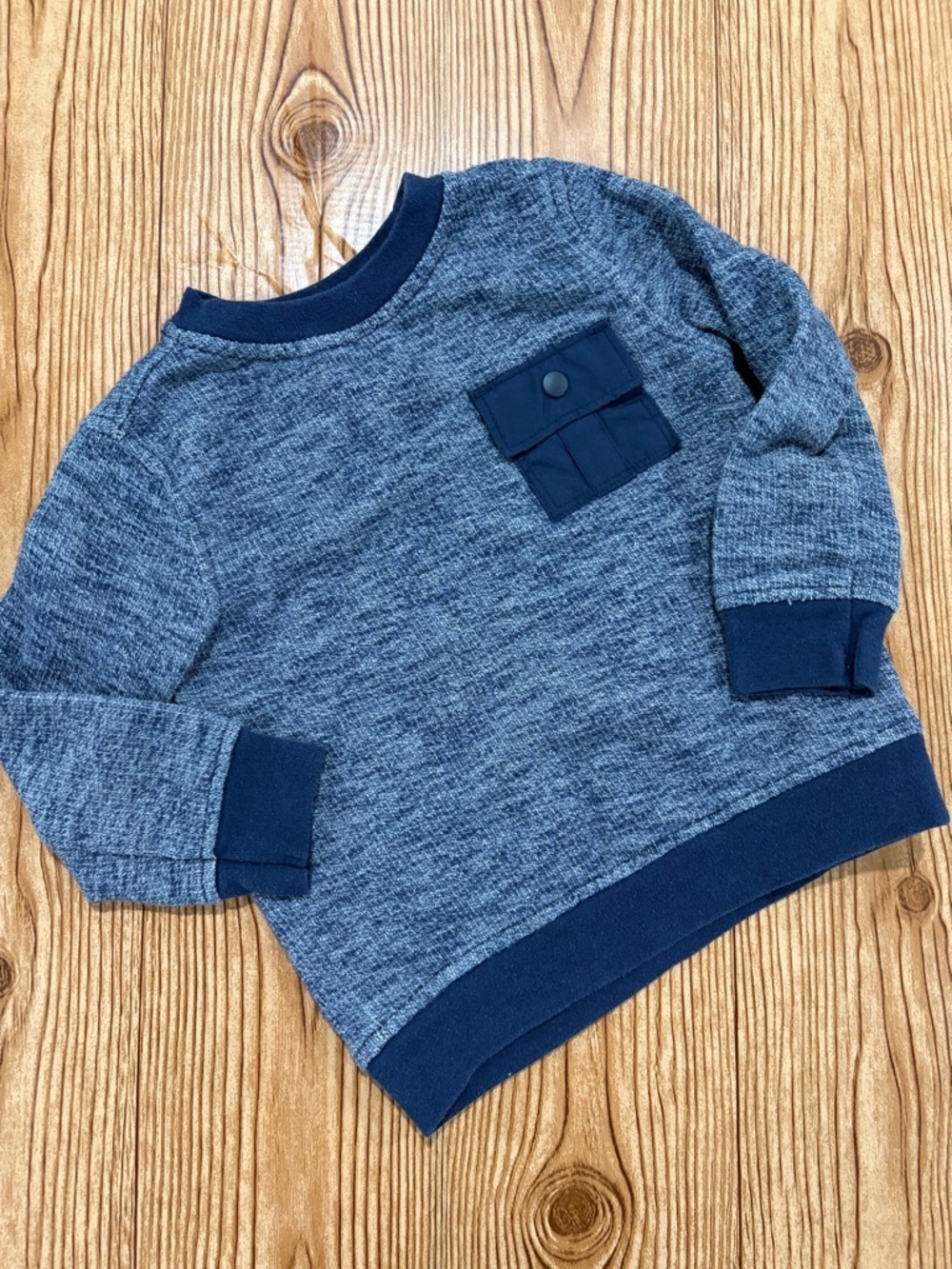 7/$20 Old Navy Toddler Blue Heather Pullover Crewneck Sweatshirt Cotton Blend